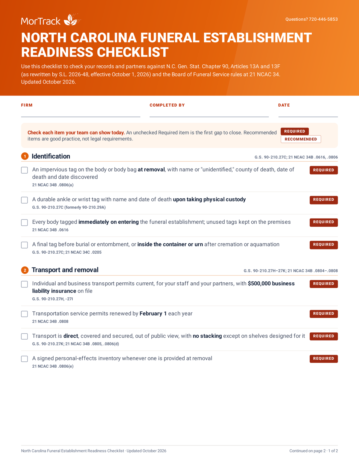 North Carolina Readiness Checklist